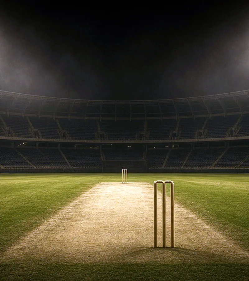 Night cricket lights on the Crore Bet about page.