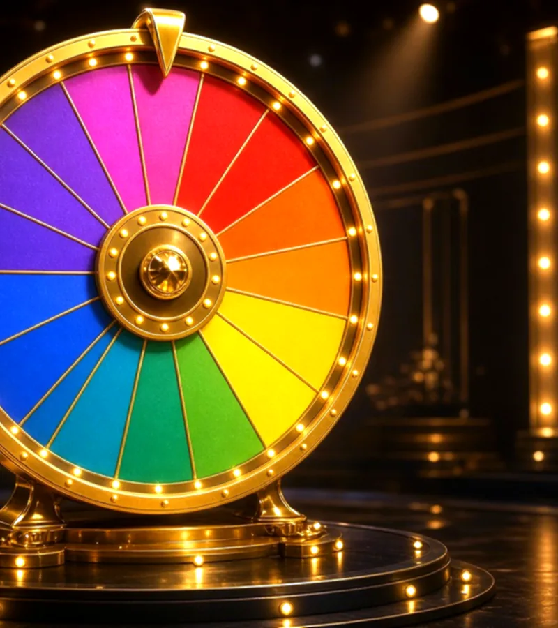 A prize wheel in a dark studio on the Crore Bet bonus page.