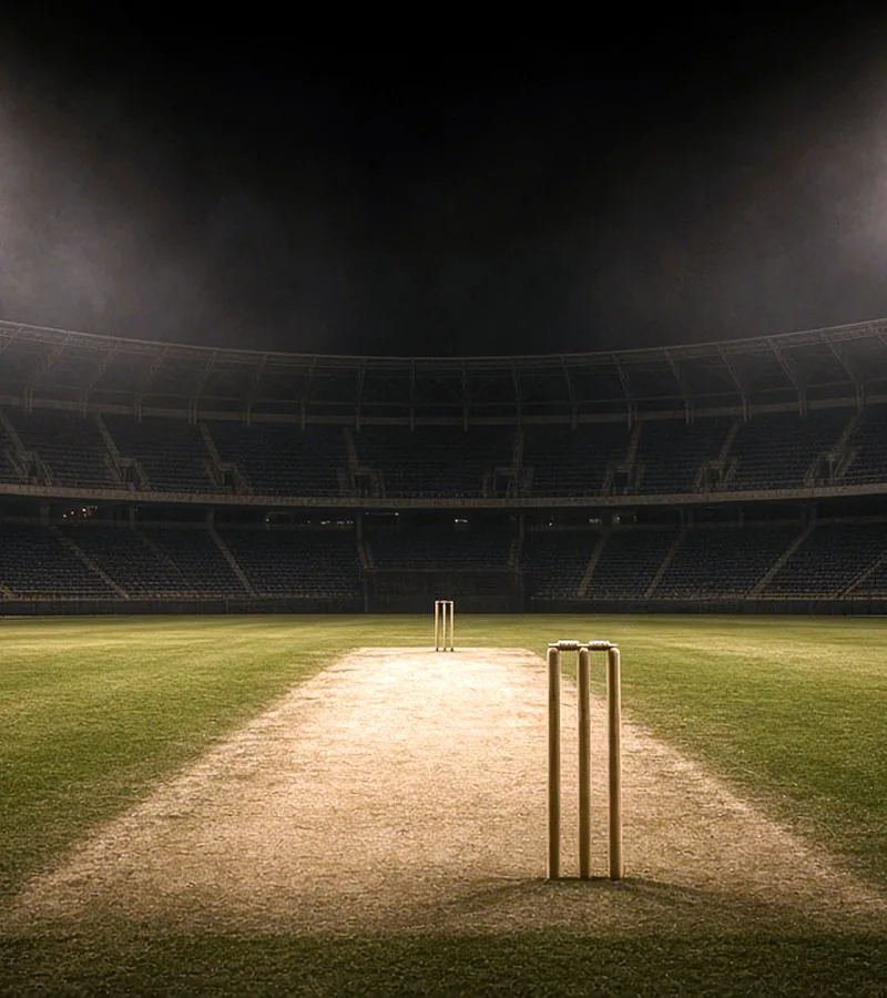 A cricket ground at night on the Crore Bet app page.