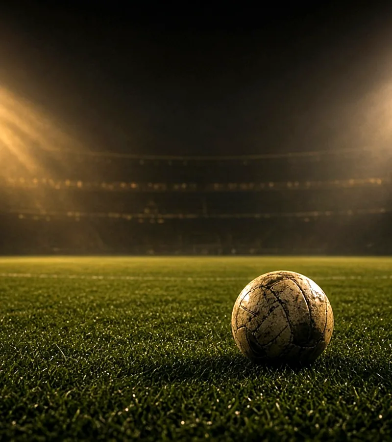 A football pitch at night on the Crore Bet sports page.
