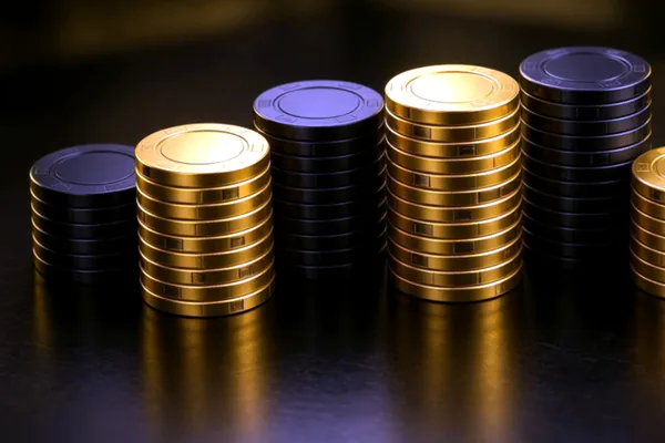 Gold chips in a dark tray on the Crore Bet VIP page.